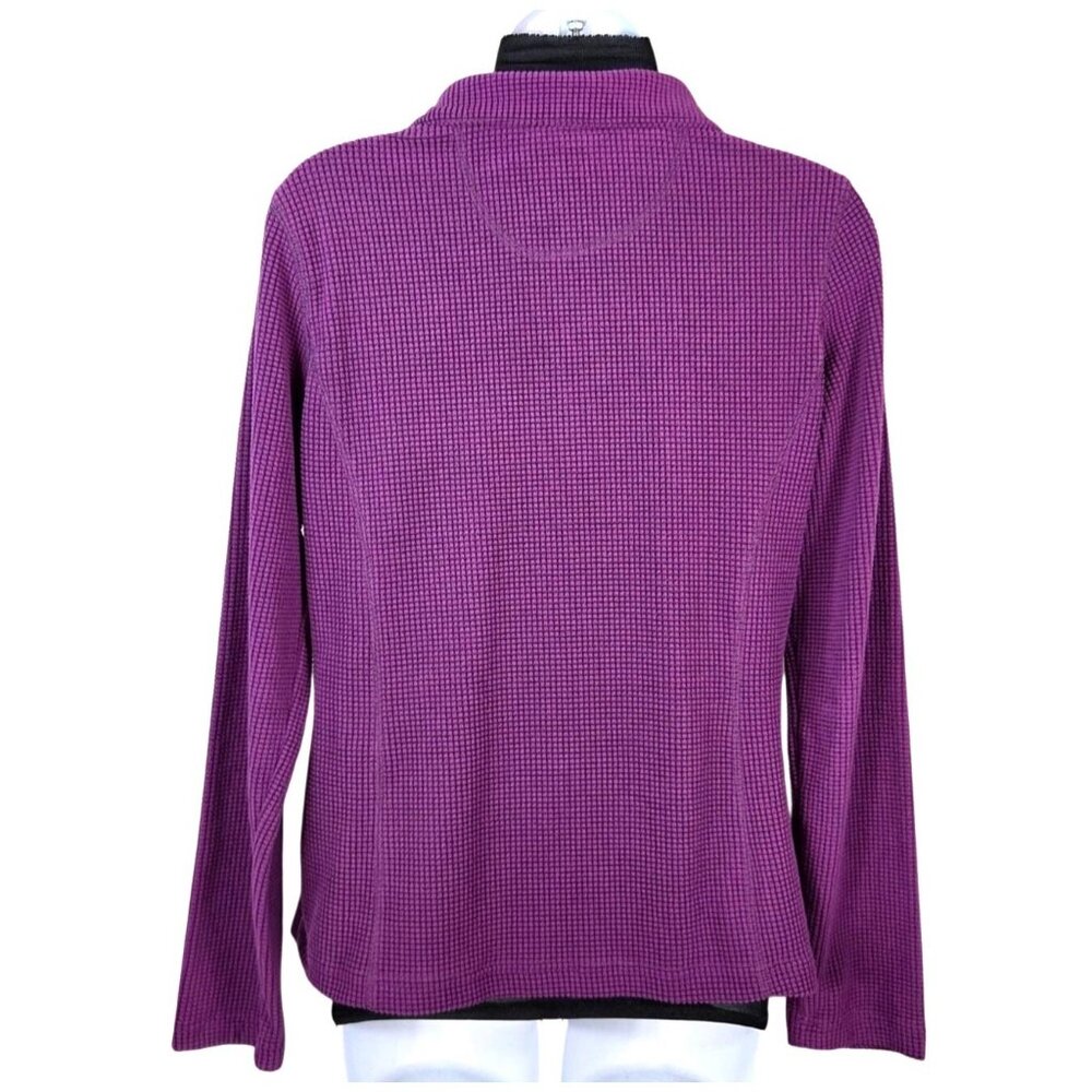 Tangerine Ladies Small Purple 1/4 Zip Waffle Knit Pullover w Pockets - Picture 2 of 8